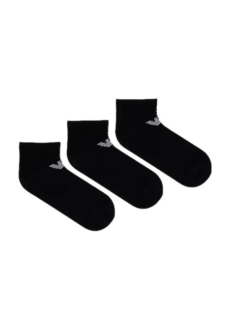 Emporio Armani Underwear  Calzini Corti Uomo Pack 3 Pezzi Nero EMPORIO ARMANI | EM000550 AF23600MC061